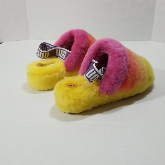 UGG Fluff Yeah Slide Slipper‎ Yellow Sz 8 - Picture 3 of 4